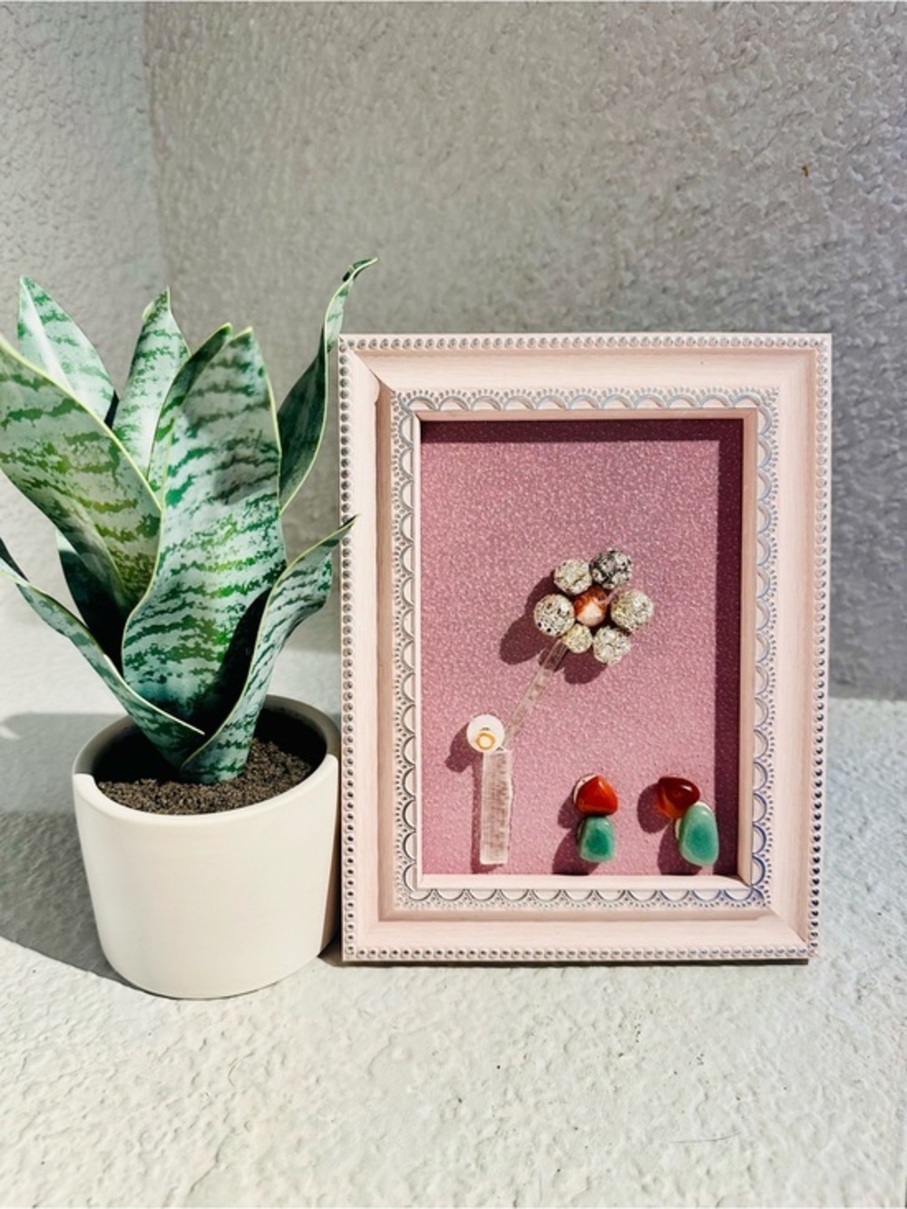 Pink Mixed Media Floral Wall Art